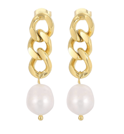 Luxeandco Earrings Lara Chain/pearl  Earrings | Gold Plated