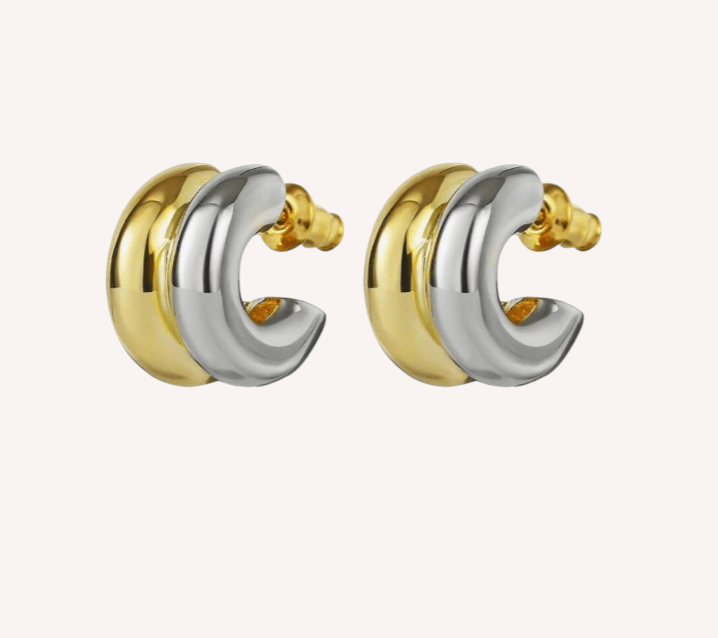 Luxeandco Madeline Two Tone Earrings | Gold Plated